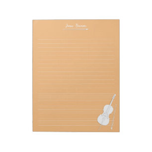 Bloco De Notas Aula de Música Personalizada de Celo e Arco Branco