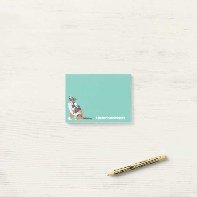 Bloco De Notas Aussie Australian Shepherd Dog Personalizado (Na mesa)