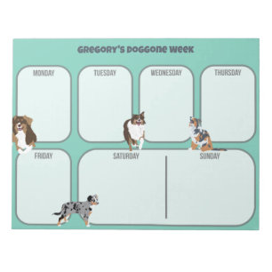 Bloco De Notas Aussies Australiano Shepherd Dogs Weekly Planner