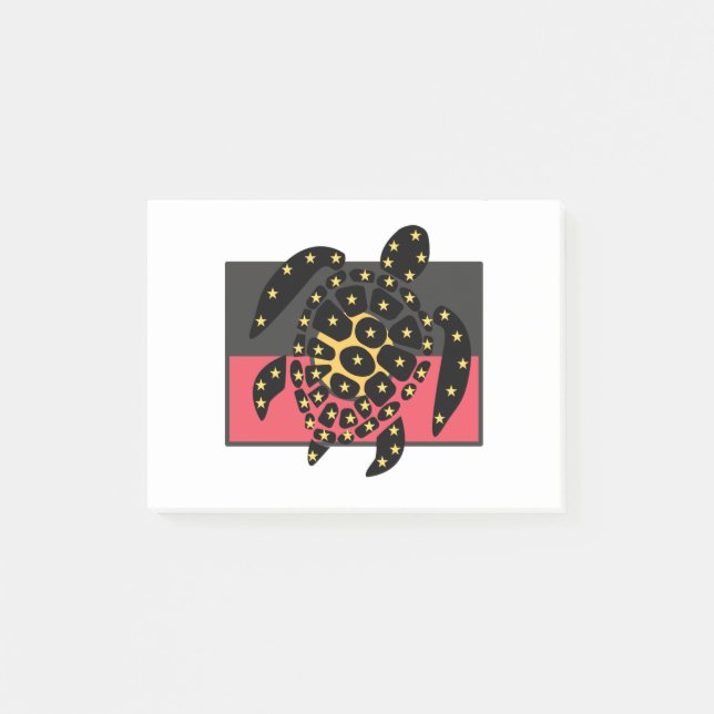 Bloco De Notas Australian Aboriginal Flag And Sea Turtle (Frente)