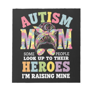 Bloco De Notas Autismo Mãe Levantando Heróis Mensageiros Autistas