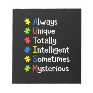 Bloco De Notas Autismo Sempre Único Totalmente Inteligente, Às Ve