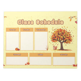 Bloco De Notas Autumn Class Schedule with Cute Fall Illustrations