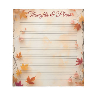 Bloco De Notas Autumn Fall Maple Leaves Lined 