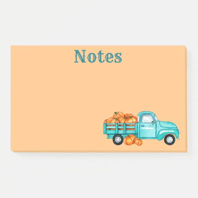 Bloco De Notas Autumn Pumpkin Harvest Truck Posta-It Notes (Frente)