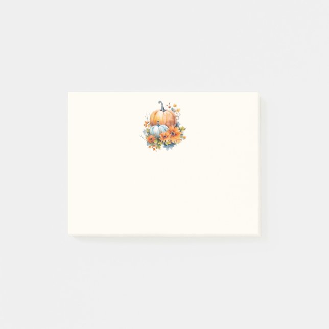 Bloco De Notas Autumn Pumpkins com Flores e Folhagem