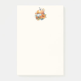 Bloco De Notas Autumn Pumpkins com Flores e Folhagem