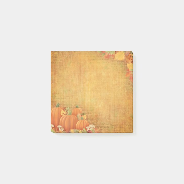 Bloco De Notas Autumn Pumpkins e Foliage Illustration (Frente)