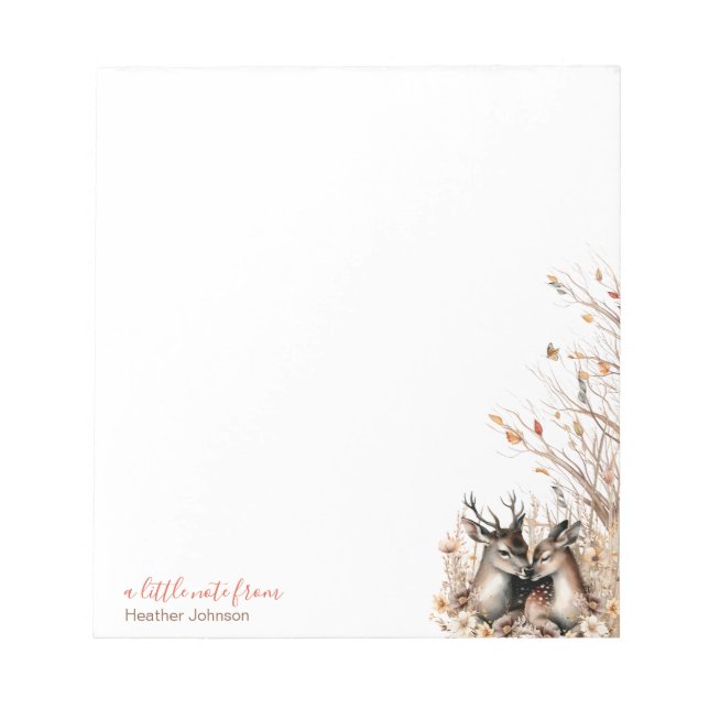 Bloco De Notas Autumn Rustic Deer Personalizado (Frente)