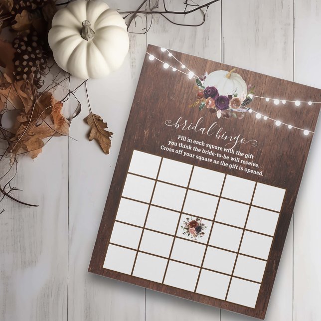 Bloco De Notas Autumn White Pumpkin Cai no Amor Bingo Wood (Criador carregado)