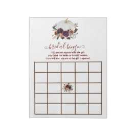 Bloco De Notas Autumn White Pumpkin Fall in Love Bingo