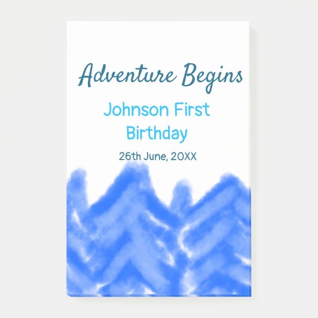 Bloco De Notas Aventura Azul Aqua inicia montanha primeiro aniver (Frente)