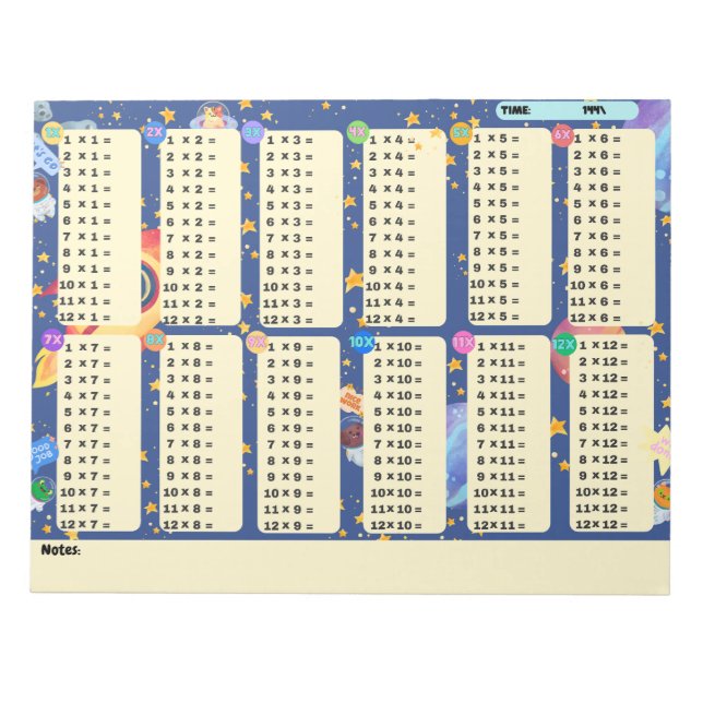 Bloco De Notas Aventura de Espaço de Drill de Matemática (Multipl (Frente)
