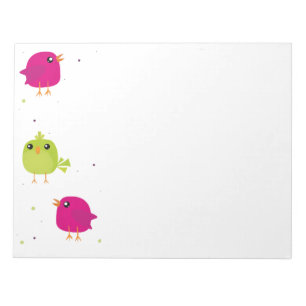 Bloco De Notas Aves brancas e coloridas