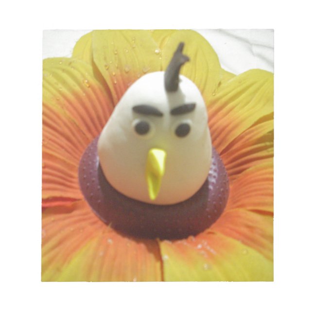 Bloco De Notas Aves Esculpidas na Impressão de Arte de Girassol (Frente)