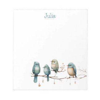 Bloco De Notas Aves Whimsical em Ramificações de Elegância Eterno