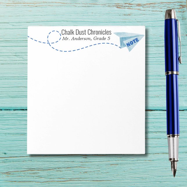 Bloco De Notas Avião de papel em aquarela fofa com nota, personal (Criador carregado)
