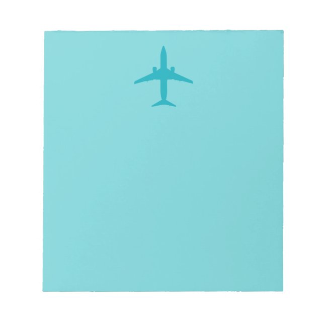 Bloco De Notas Avião Gráfico em Azul Aqua (Frente)