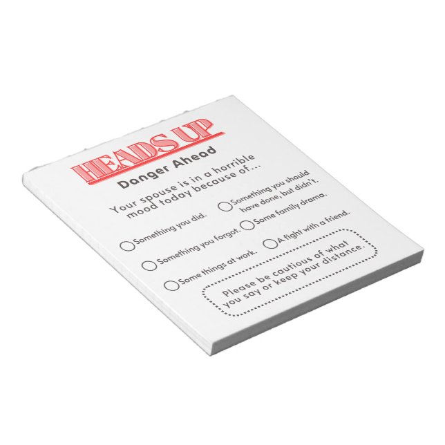 Bloco De Notas Aviso ao Cônjuge (Inclinado)