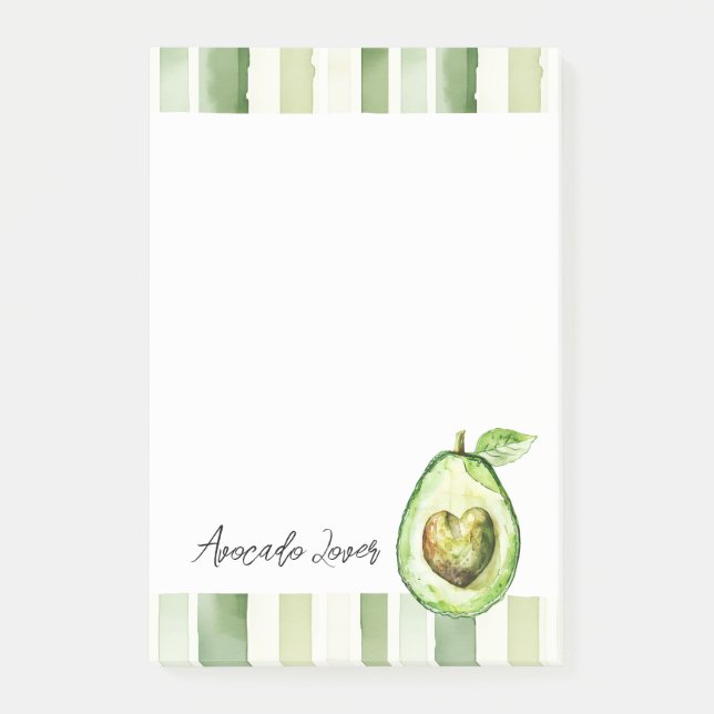 Bloco De Notas Avocado Heart Green Stripes (Frente)