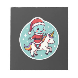 Bloco De Notas Axolote Unicórnio Kawaii Natal Papai Noel Feliz Na