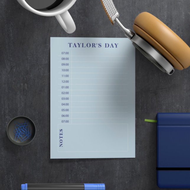 Bloco De Notas Azul 7 da manhã - 19:00 Planejamento diário (Criador carregado)