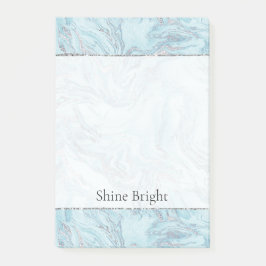 Bloco De Notas Azul Aqua Silver Marble Swirls