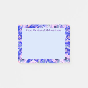 Bloco De Notas Azul Blush Floral Watercolor Personalizado
