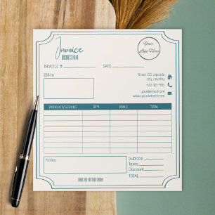 Bloco De Notas Azul Boutique com fatura comercial de logotipo