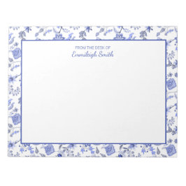 Bloco De Notas Azul-Branco Azul Elegante Da Mesa De
