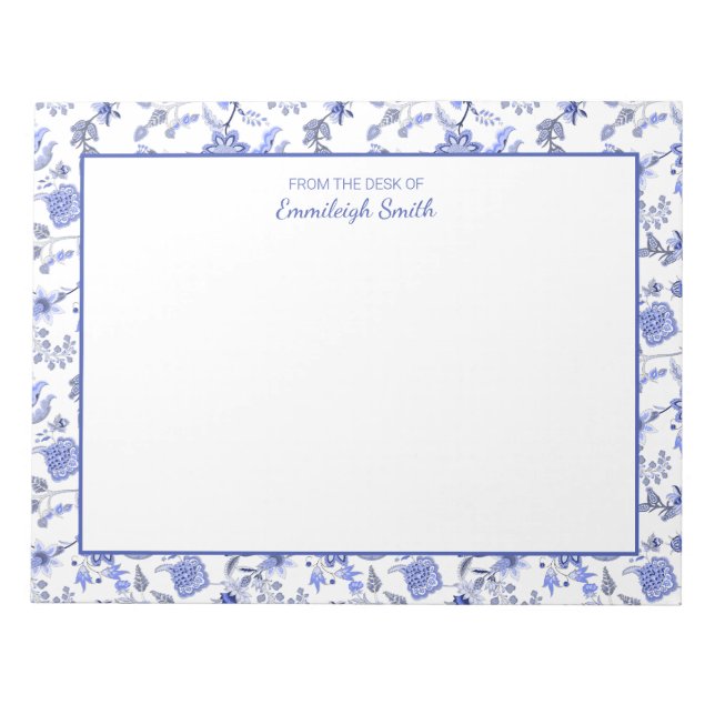 Bloco De Notas Azul-Branco Azul Elegante Da Mesa De (Frente)
