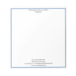 Bloco De Notas Azul Branco Minimalista Empresarial Profissional