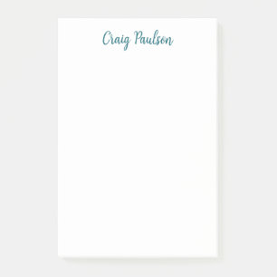 Bloco De Notas Azul Branco Seu Nome Calliografia Minimalista Excl