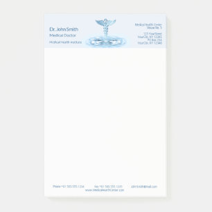 Bloco De Notas Azul Caduceus Água Passa Hermes Médicos Rod