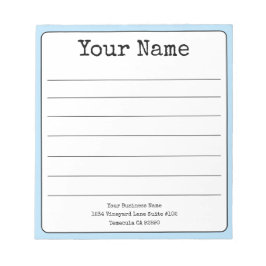 Bloco De Notas Azul Celeste Simples Retro Adicione Seu Nome Listr