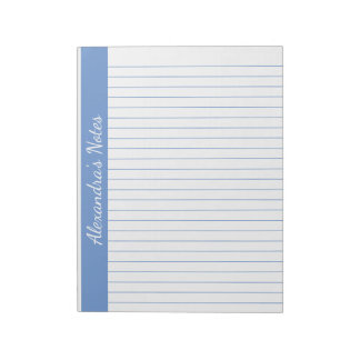 Bloco De Notas Azul Claro 8,5x11 - Tamanho da letra - Nome Vertic