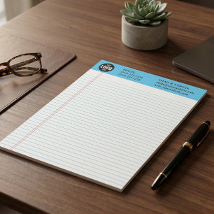 Bloco de Notas Azul com Logotipo de Negócios Perso