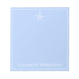 Bloco De Notas Azul costeiro e Starfish branco personalizado