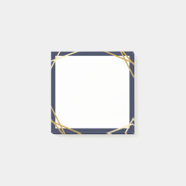 Bloco De Notas Azul da meia-noite geométrico Dourado 3"" notas x3