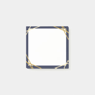 Bloco De Notas Azul da meia-noite geométrico Dourado 3"" notas x3