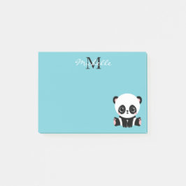Bloco De Notas Azul de bolha personalizada Panda branca monograma