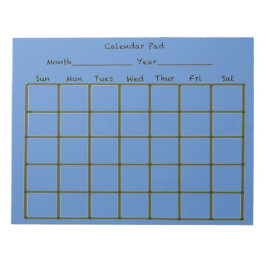 Bloco De Notas Azul de Pad do Calendário