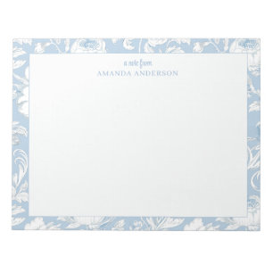 Bloco De Notas Azul e Branco Chinoiserie Nome Personalizado