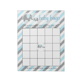 Bloco De Notas Azul e Cinza Stripes Elefante Bebê | Bingo