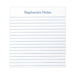 Bloco De Notas Azul Elegante Moderno, Vinculado Personalizado