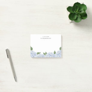Bloco De Notas Azul Hydrangea Watercolor Border Média Personaliza