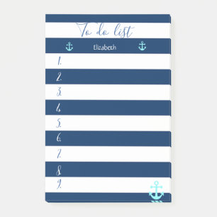 Bloco De Notas Azul Marinho Listrado, Âncora, Lista de afazeres