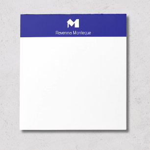 Bloco De Notas Azul Marinho Luxo Monograma de Nome Personalizado