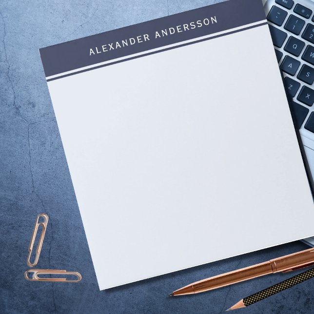 Bloco de Notas Azul-Marinho Moderno Masculino (Criador carregado)