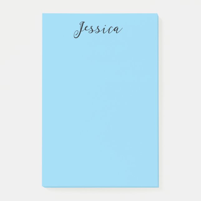 Bloco De Notas Azul Moderno Elegante Simples Plano Nome Profissio (Frente)